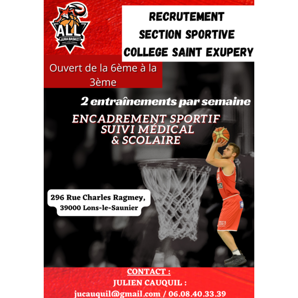 Recrutement Section Sportive Collège Saint Exupéry