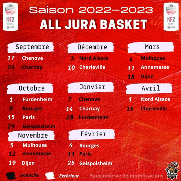 Calendriers NF2 & NM2 ! 