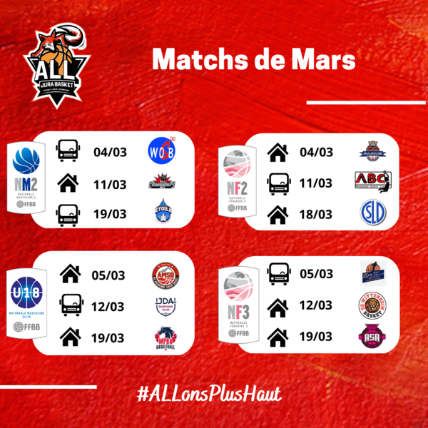 Matchs de mars - Équipes championnats de France