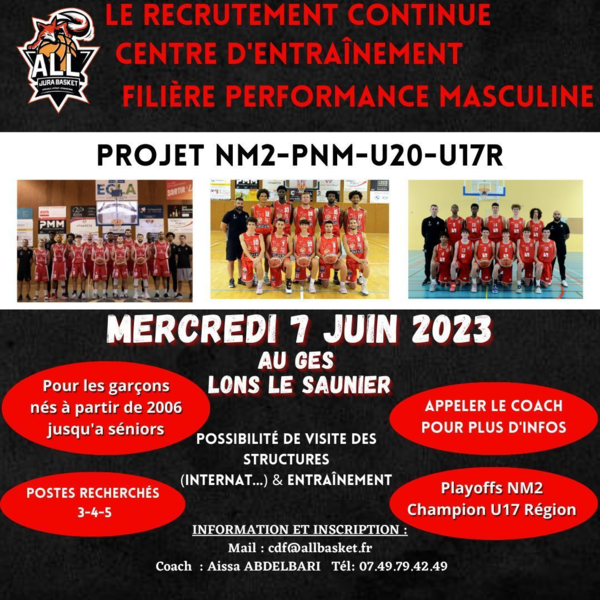 Centre d'Entraînement : Filière Masculine ! 